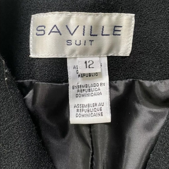 Vintage Saville Suit Pure Wool Black Button Up Retro Blazer Jacket Women's Sz 12 - Picture 2 of 7